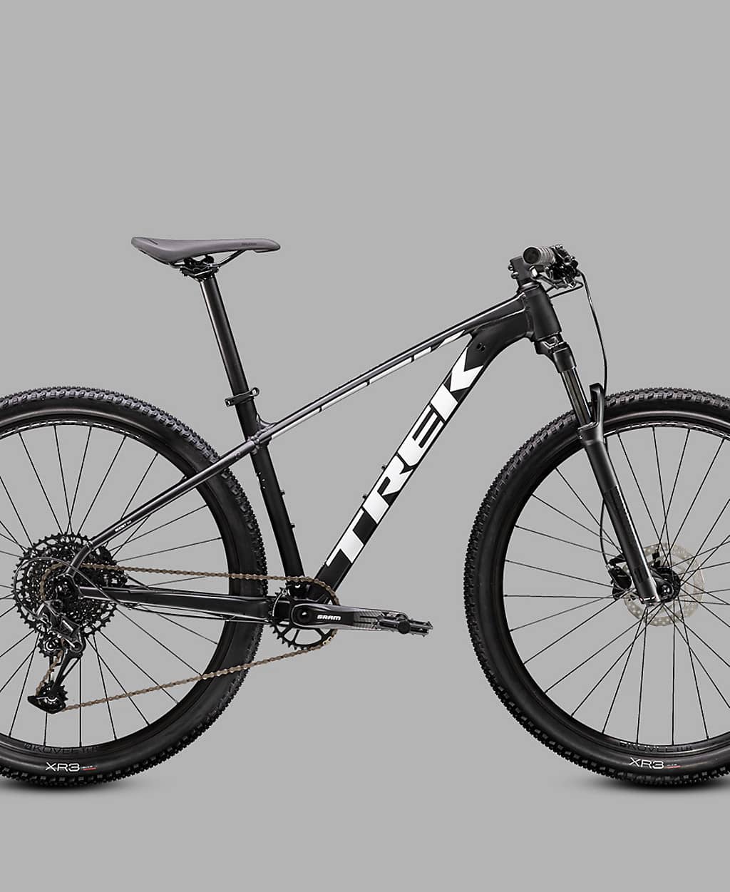 a black and white hardtail mountain bike