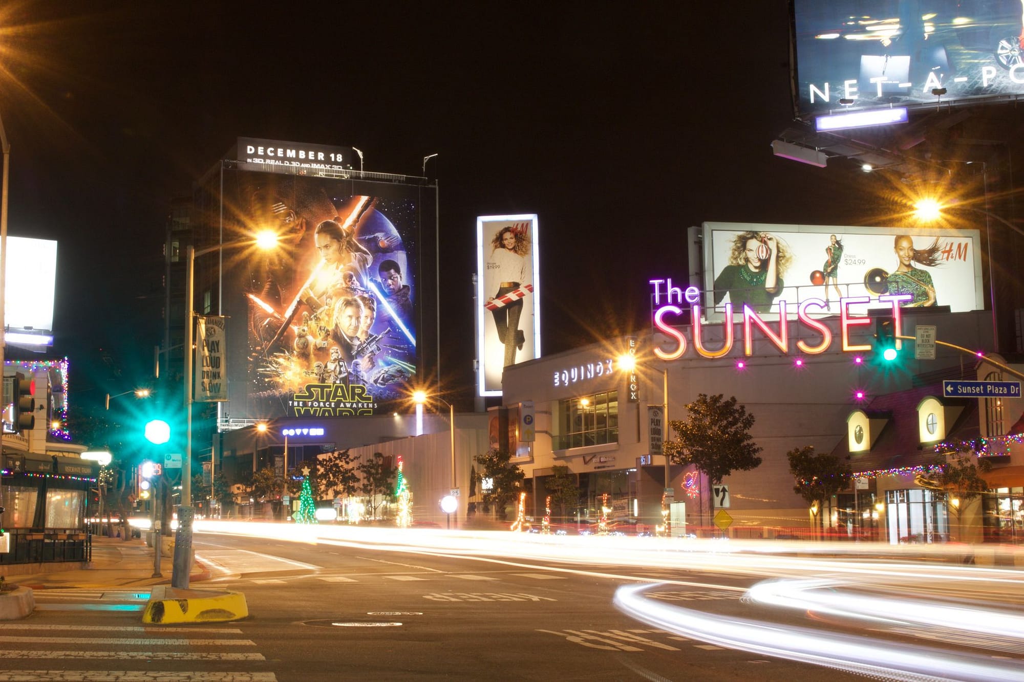 the sunset strip at nighttime